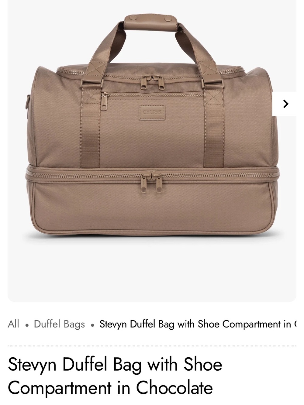 Duffel Bag with Shoe Compartment - Chocolate